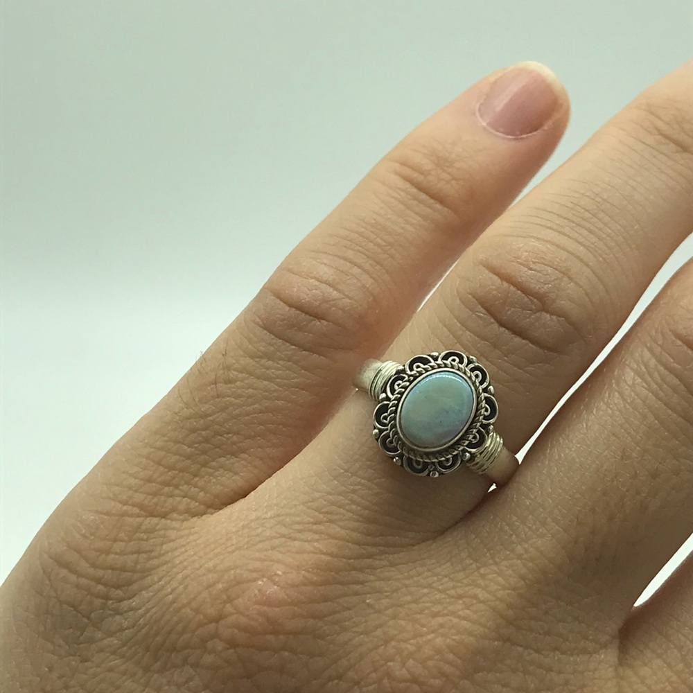 925 Silver Gemstone Adjustable Ring - image 1